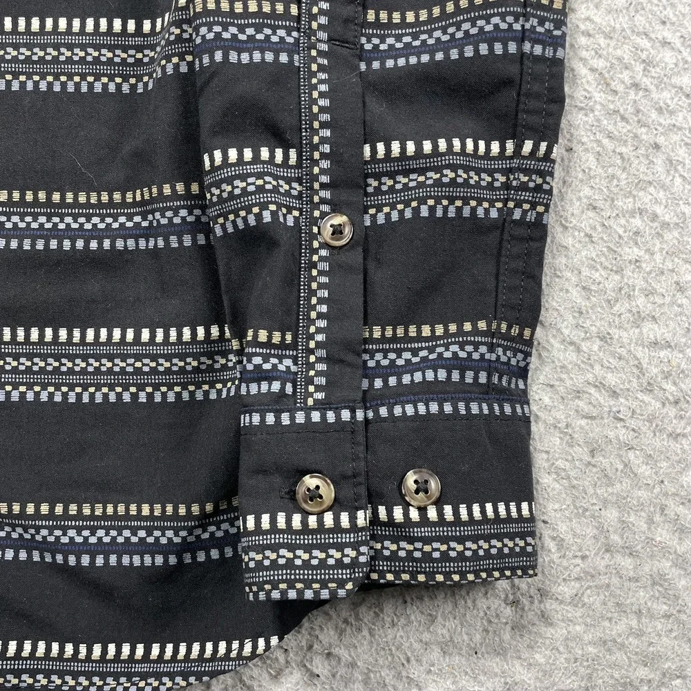 The North Face Shirt Mens Small Black Stripe Long Sleeve Button Front Casual